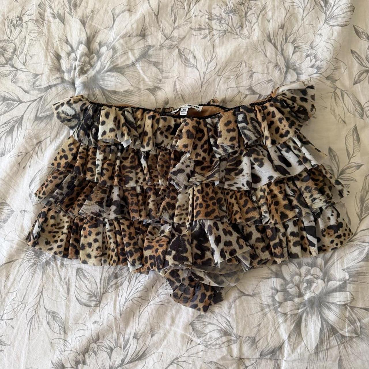 Fashion Nova leopard ruffle micro shorts available on Depop